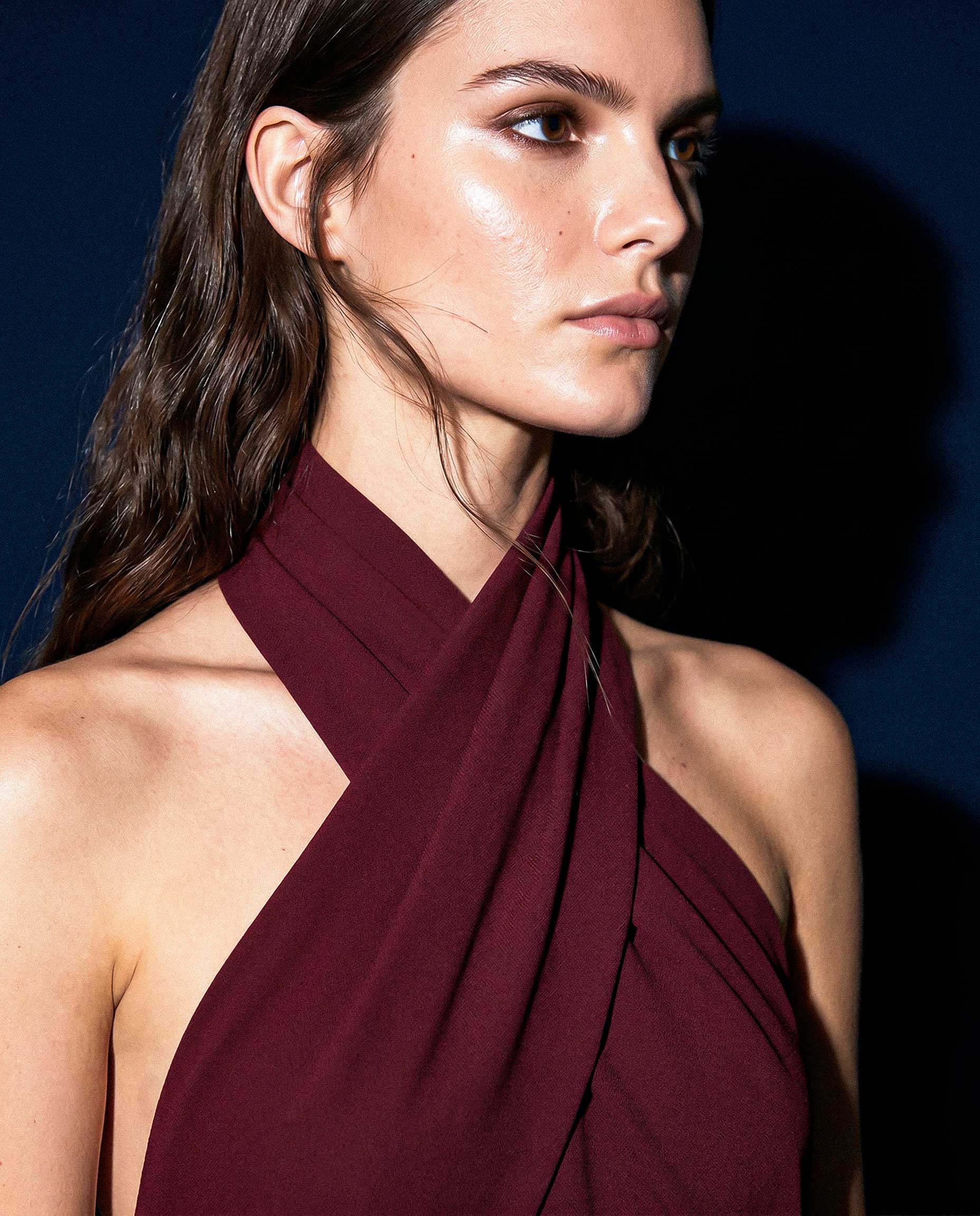 VIRENNE Halter Column Gown