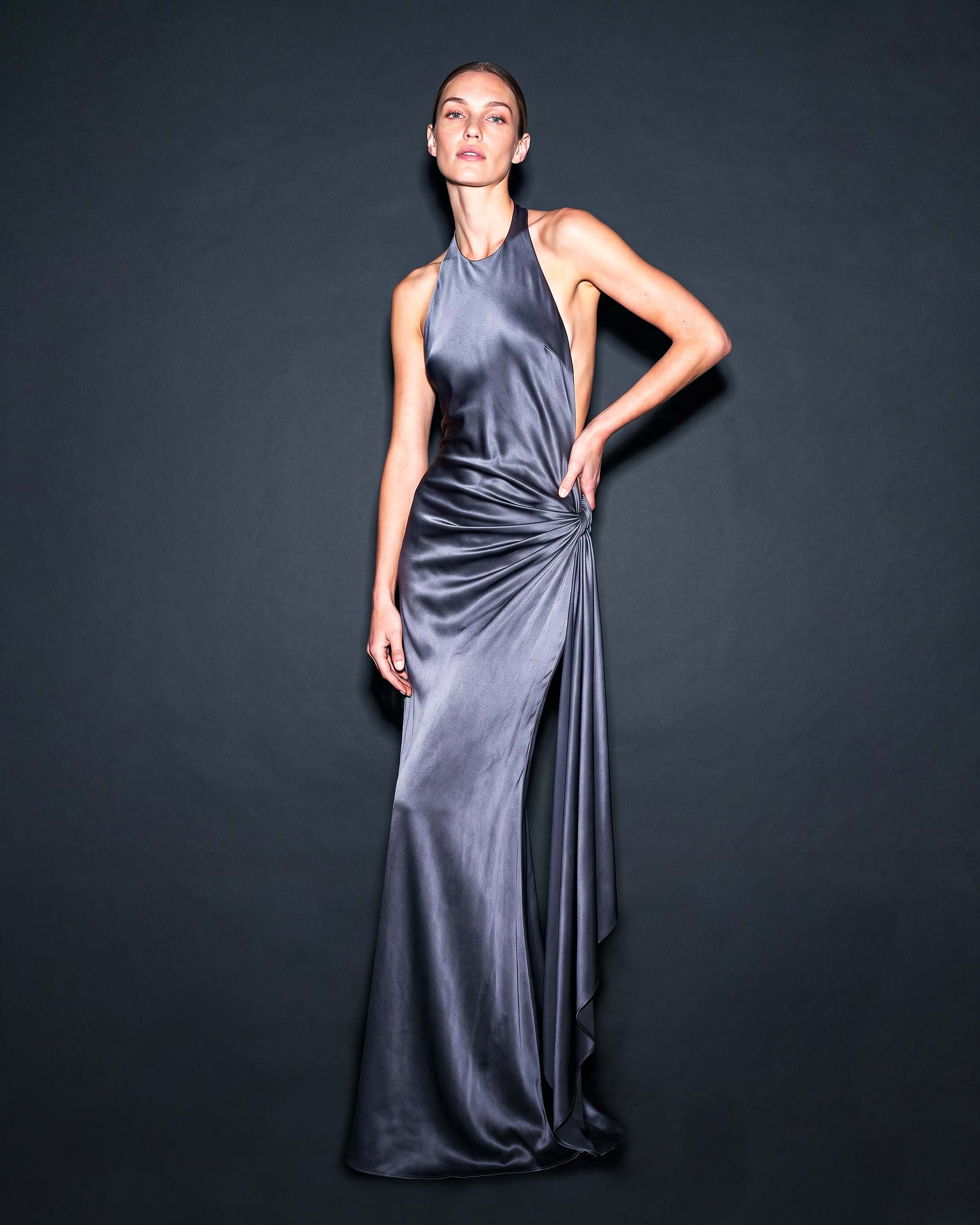 Mireille Silk Satin Evening Gown