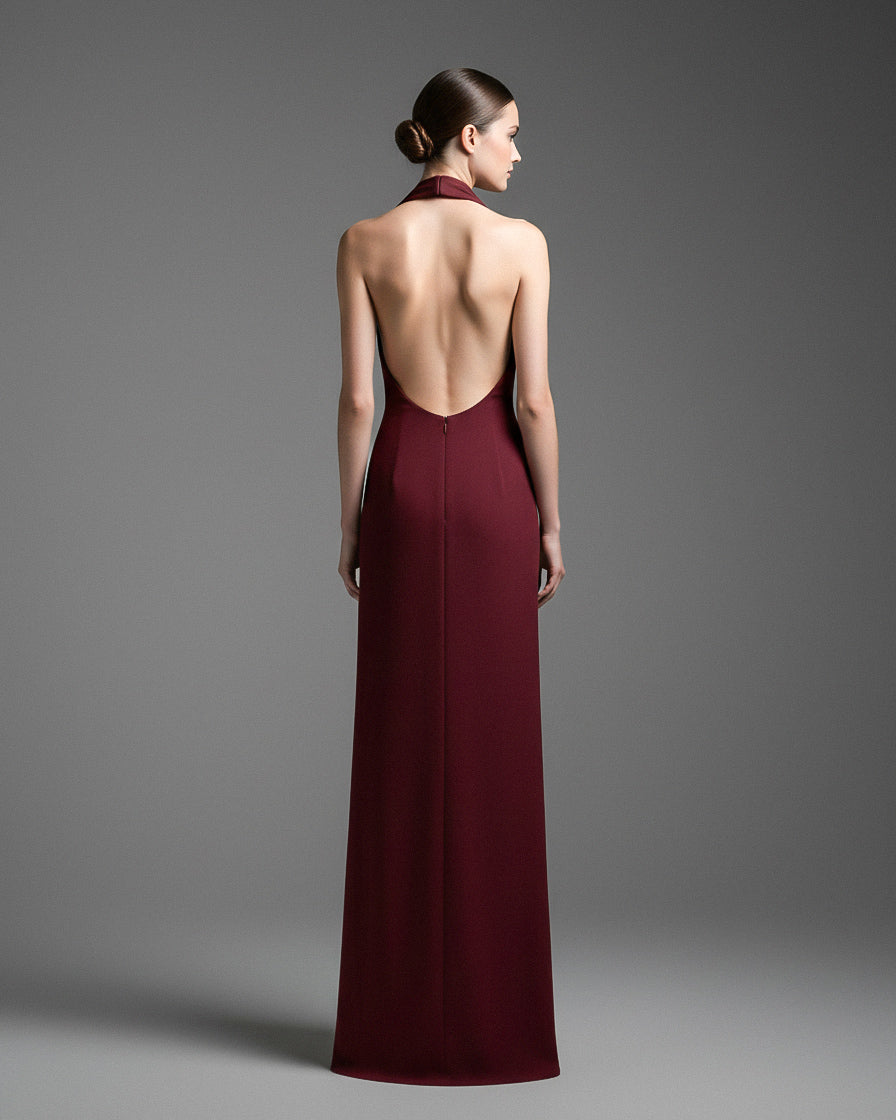 VIRENNE Halter Column Gown