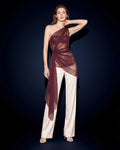 Ivory Silk Satin Wide Leg Trousers