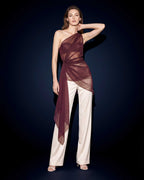 Ivory Silk Satin Wide Leg Trousers