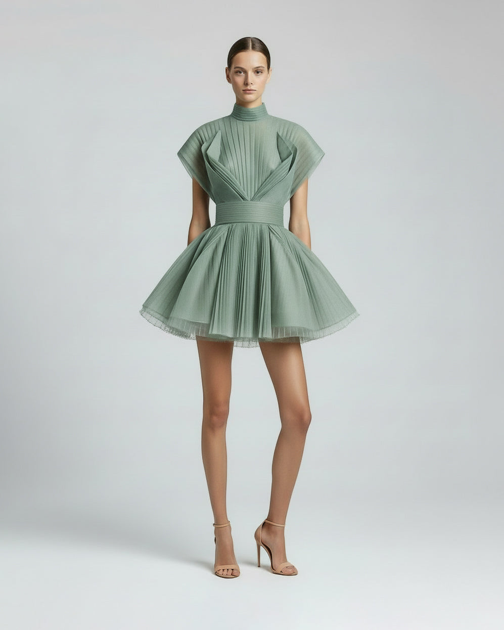 structured mini dress CALYRA Structured Mini Dress Sage Green / XS