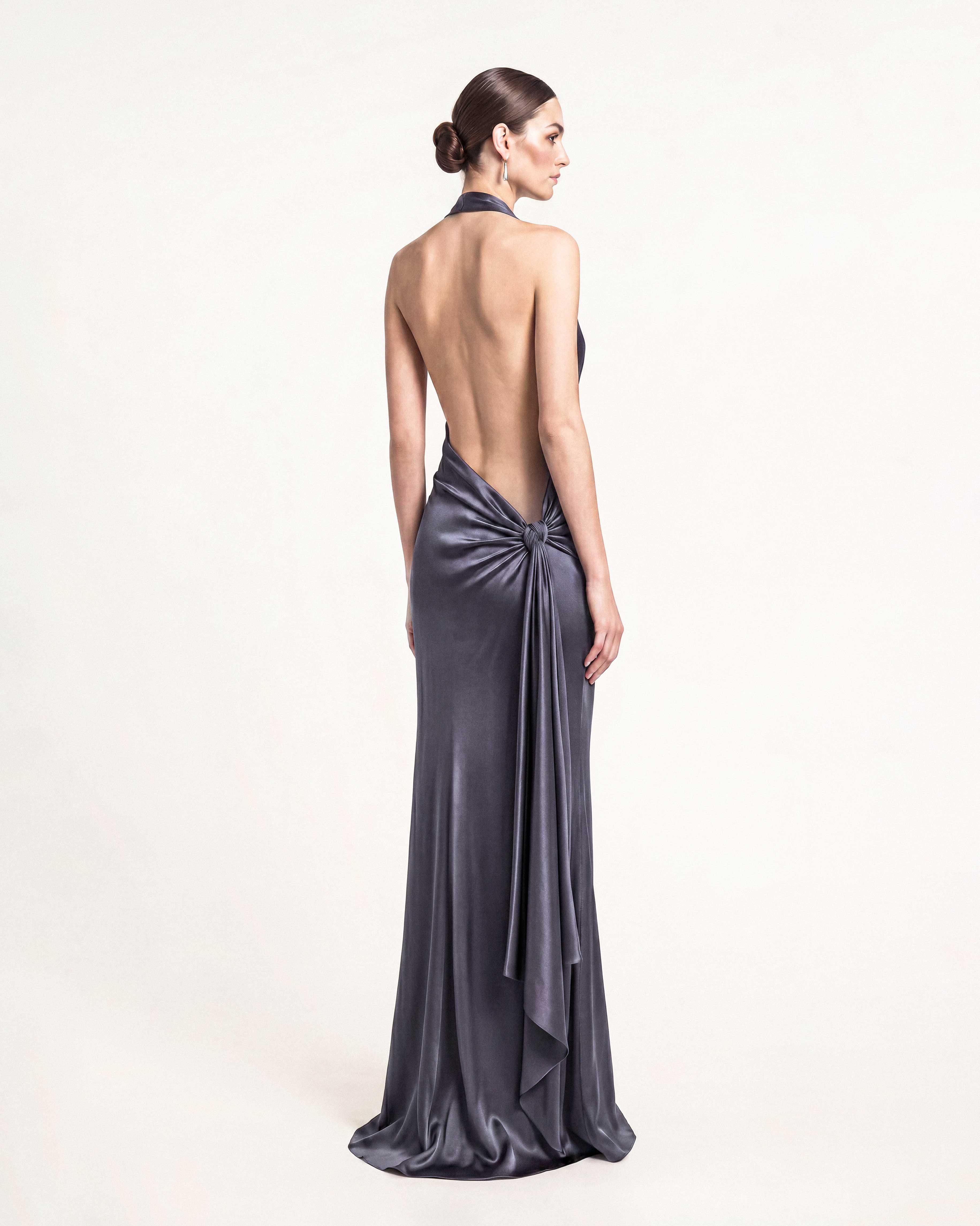 Mireille Silk Satin Evening Gown