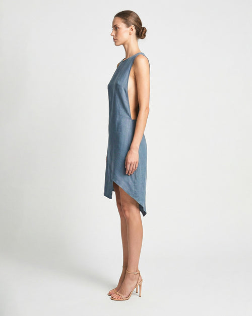 Velia Asymmetrical Linen Mini Dress
