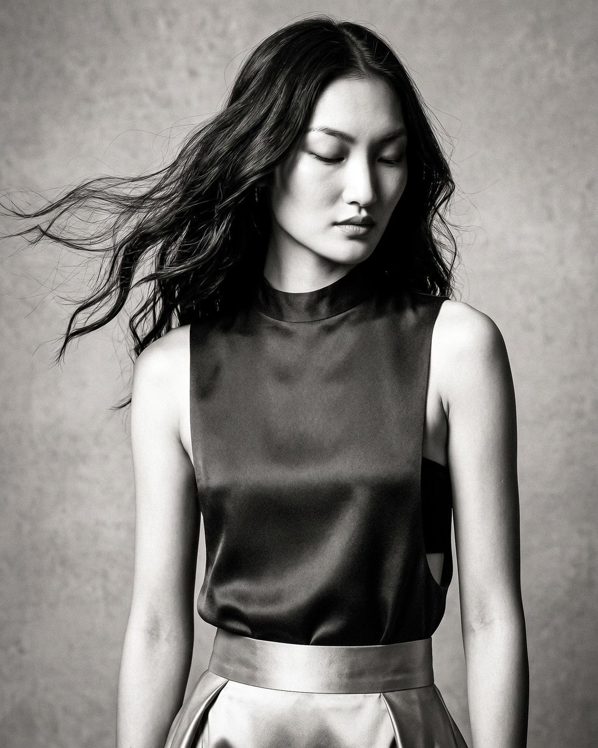 Open-Side Silk Satin Top