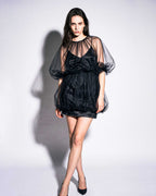 NEFELE Silk Satin & Tulle Mini Dress