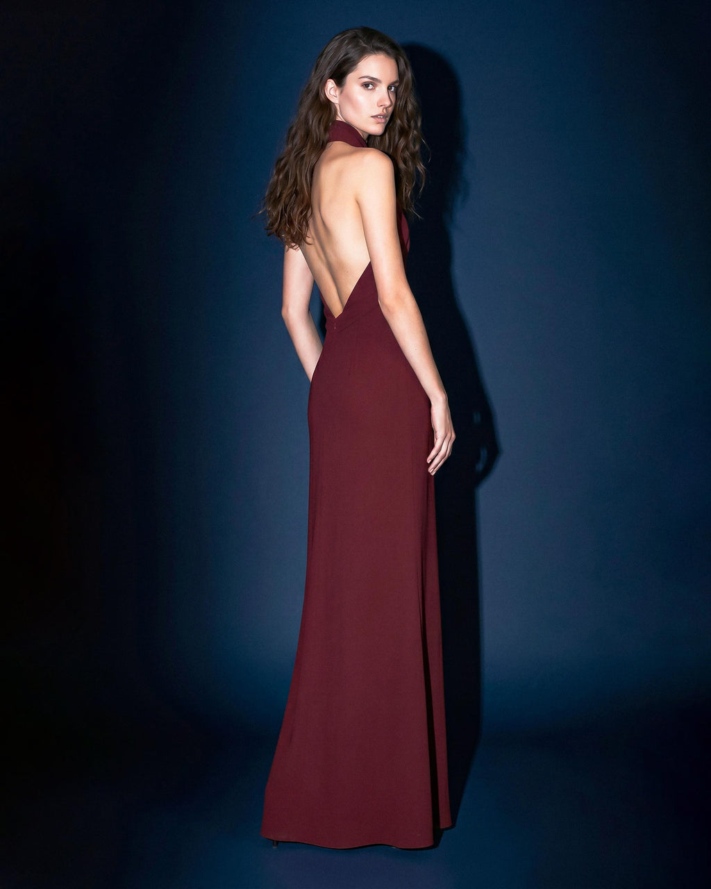 VIRENNE Halter Column Gown