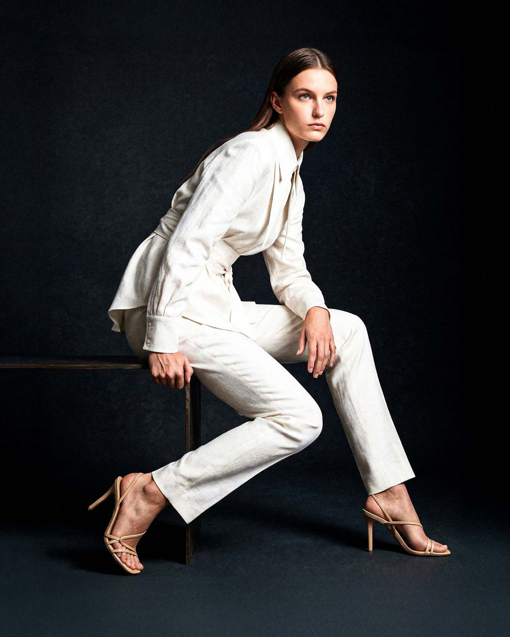 White linen tie waist shirt styled for summer dressing