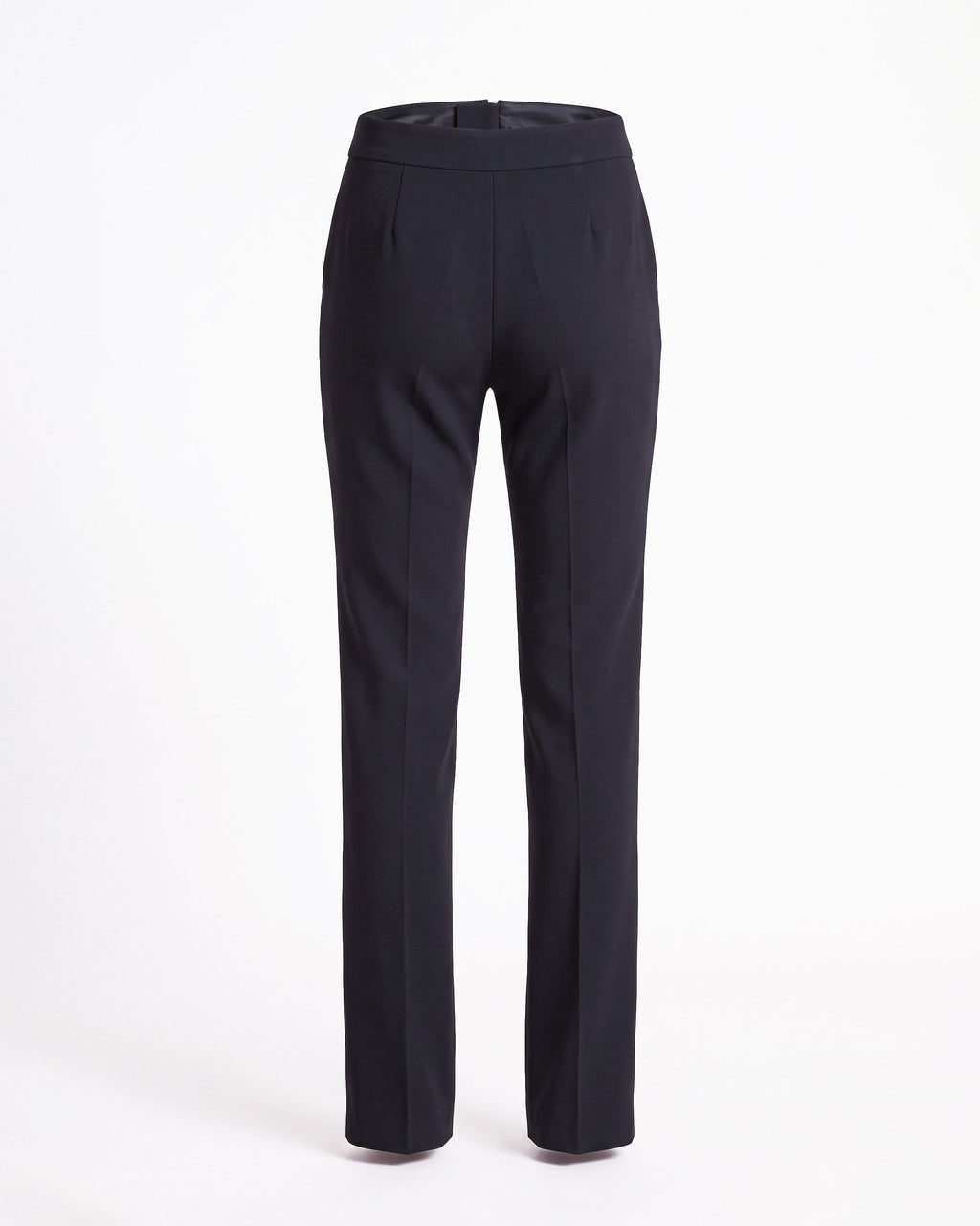 Back product view of the black tailored crepe trousers with a refined straight-leg cut by A|LOUD