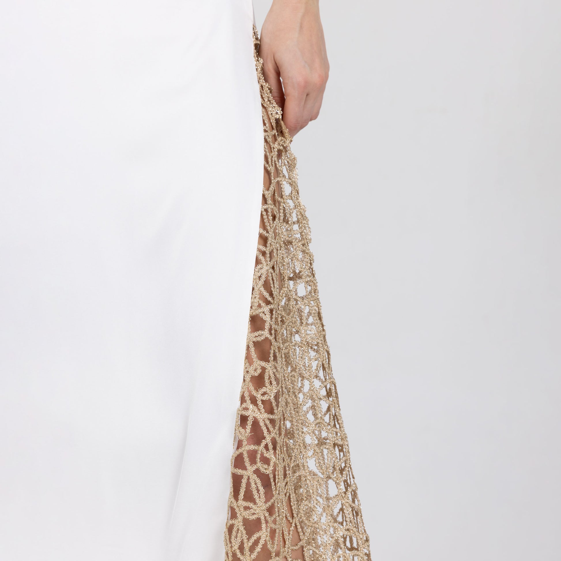 Elegant evening dress with thin straps and lace panels – Calie by A|LOUD