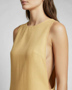 Structured linen mini dress in yellow with clean silhouette