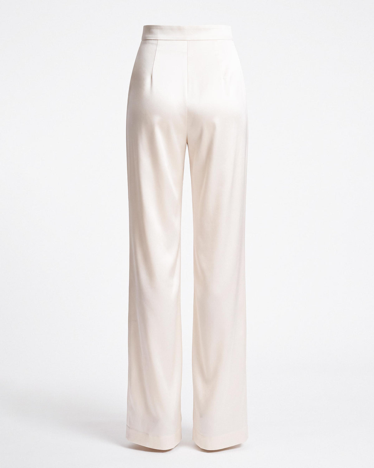 Ivory Silk Satin Wide Leg Trousers
