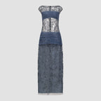 Embroidered Tulle Dress with Organza Pleats - A|loud