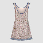 Flat back view – embroidered party mini dress with pleated finish