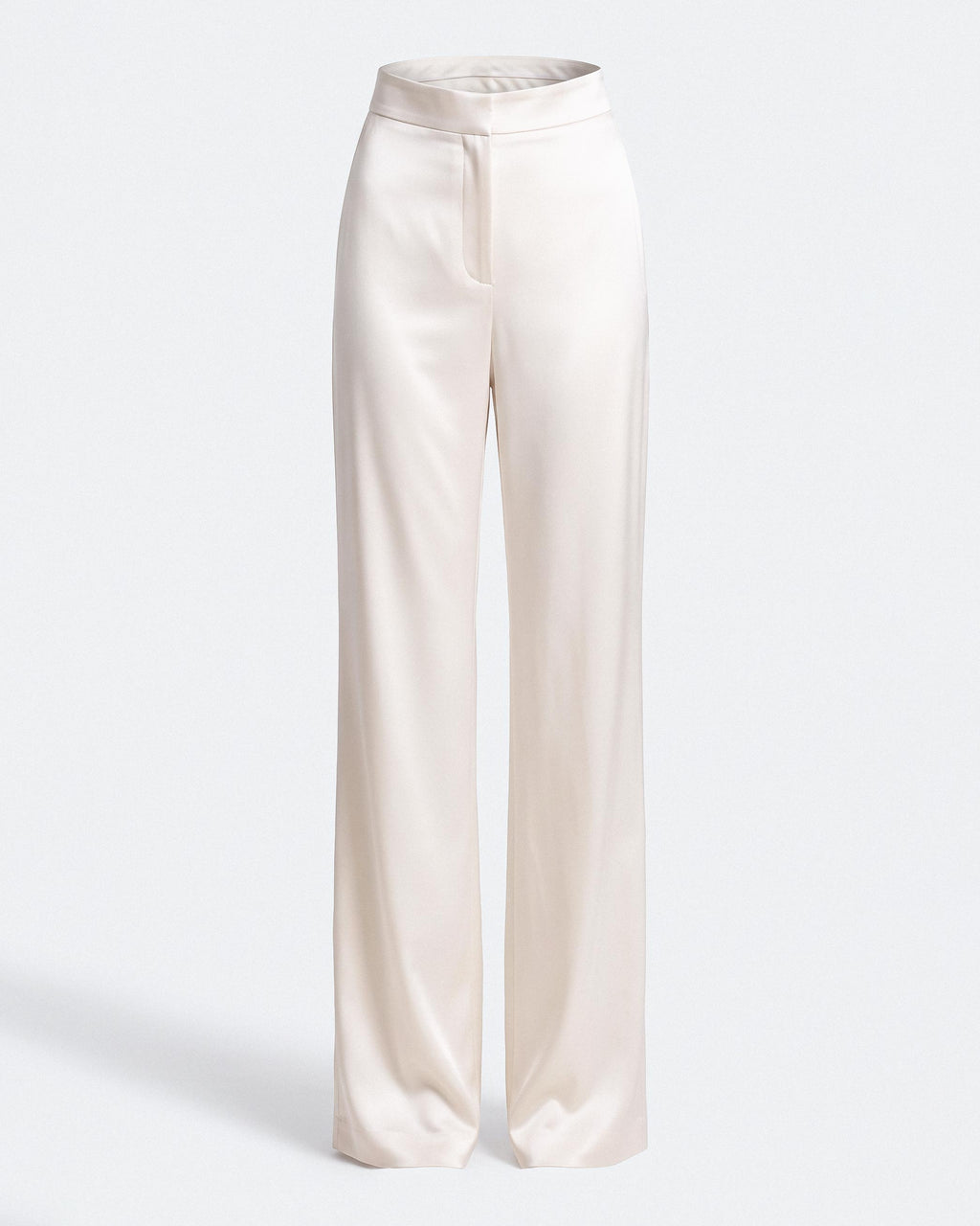 Ivory Silk Satin Wide Leg Trousers