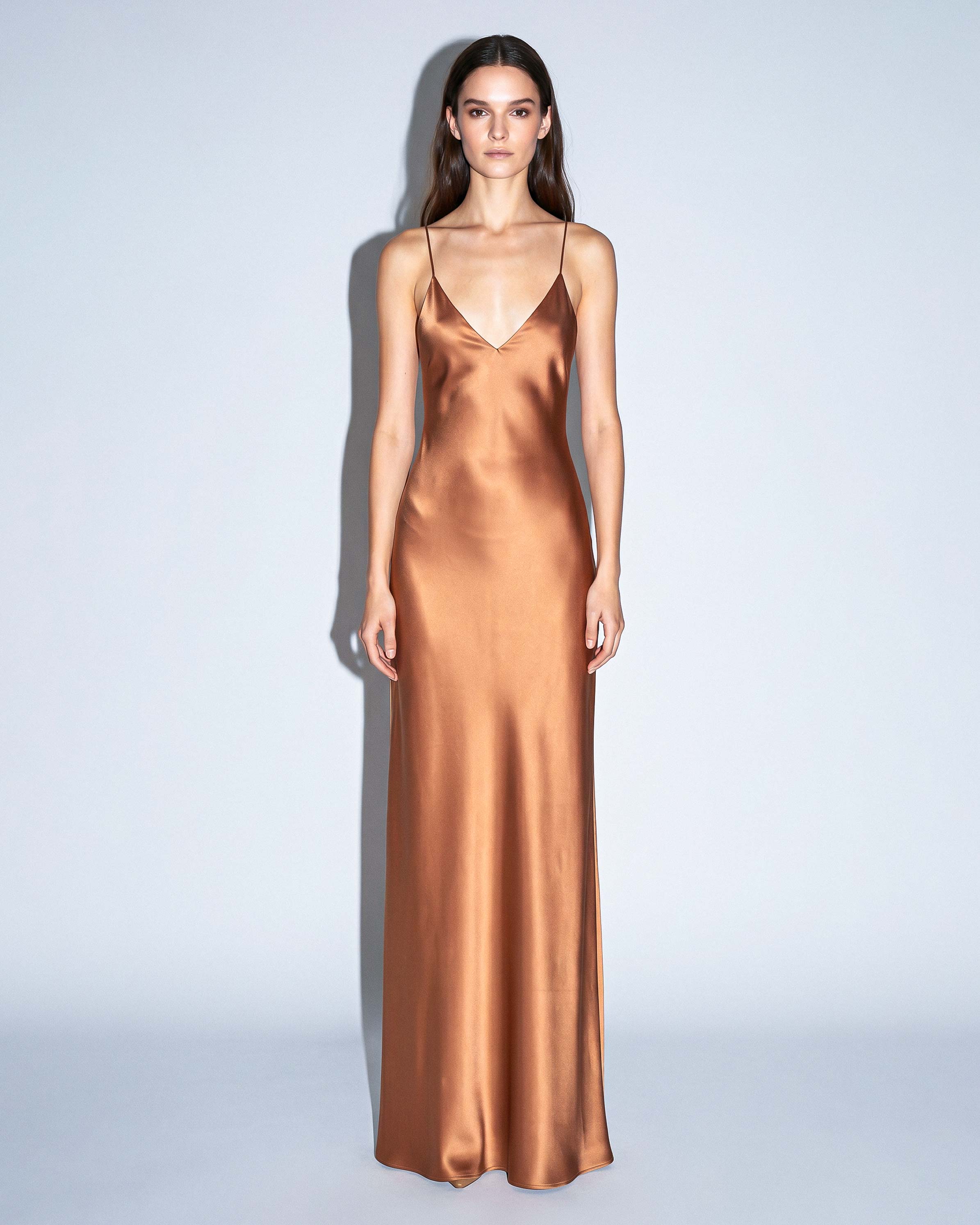 SEREA Copper Satin Slip Dress