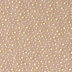 Close-up of golden embroidery on Aurea tulle fabric