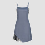 Front technical flat of Thalia Mini Dress – mini silk dress with black tulle hem